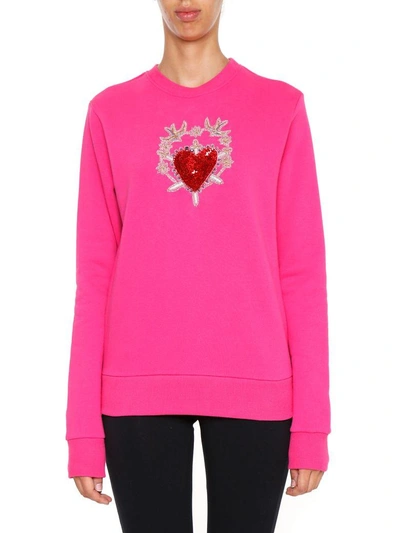 Shop Amen Embroidered Sweatshirt In Fuxia|rosa