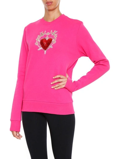 Shop Amen Embroidered Sweatshirt In Fuxia|rosa