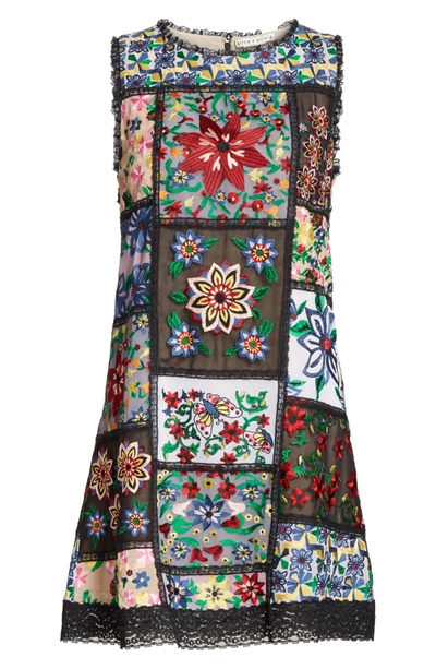 Shop Alice And Olivia Marcelina Embroidered Mini Dress In Multi