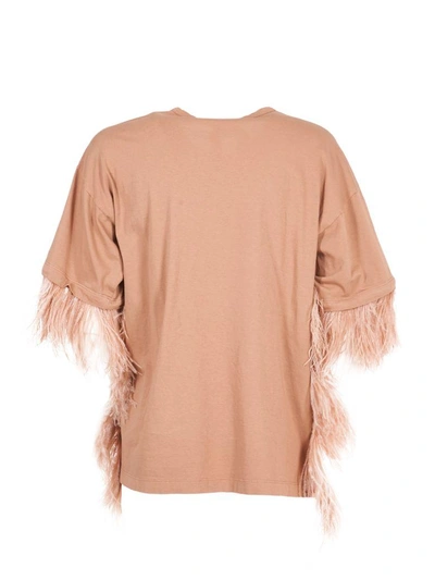 Shop N°21 Feather Trim Oversized T-shirt In Pink