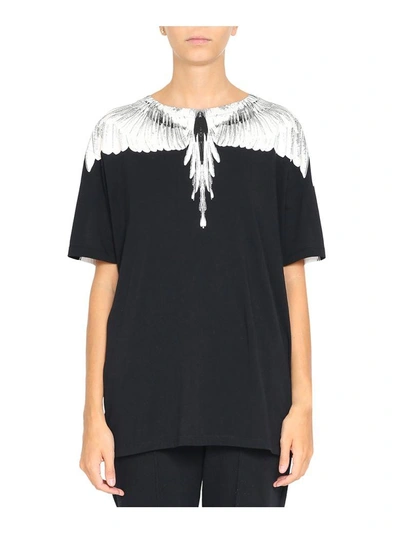 Shop Marcelo Burlon County Of Milan Bicolor Wing Cotton T-shirt In Nero