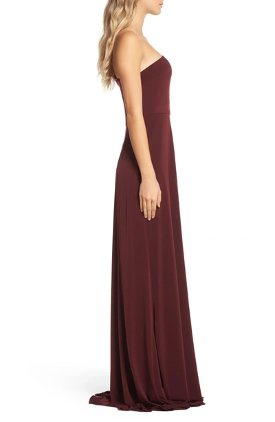 Shop Amsale Jersey One-shoulder Gown In Ruby