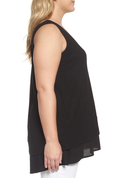 Shop Two By Vince Camuto Vince Camuto Mixed Media Sleeveless Top In Rich Black