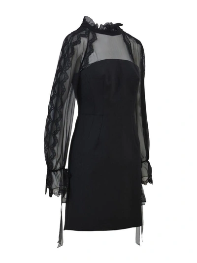 Shop Alberta Ferretti Sheer Panel Dress In Black
