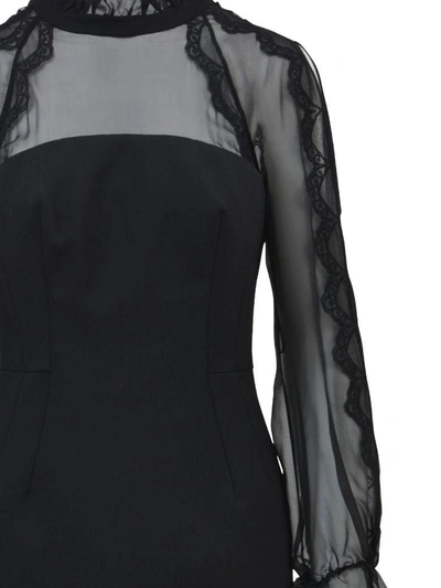 Shop Alberta Ferretti Sheer Panel Dress In Black