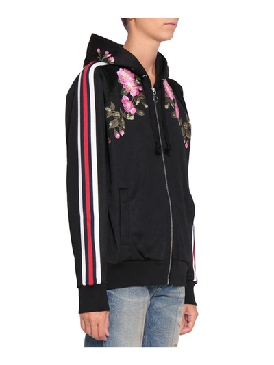 Shop Gucci Embroidered Jersey Sweatshirt In Nero