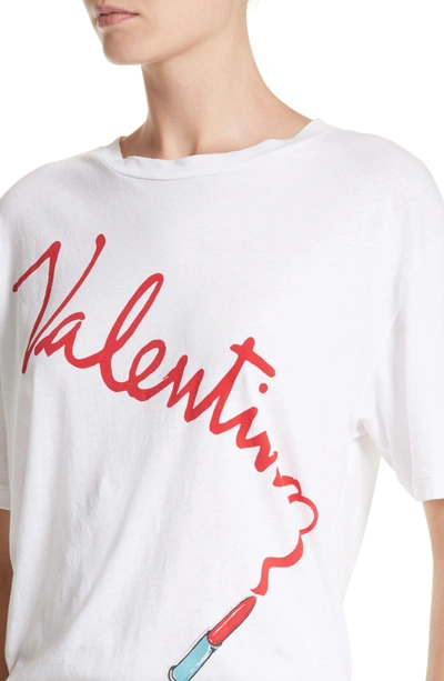 Shop Valentino Lipstick Print Tee In White