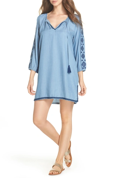 Shop Tommy Bahama Embroidered Chambray Cover-up Dress