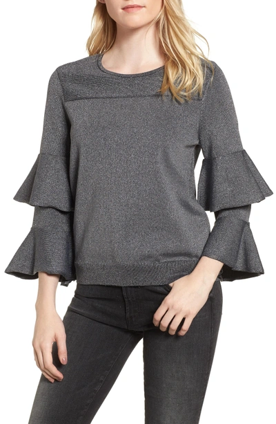 Shop Parker Jayla Ruffle Sleeve Sweater In Gunmetal