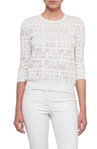 Shop Akris Embroidered Silk Blend Knit Top In Paper