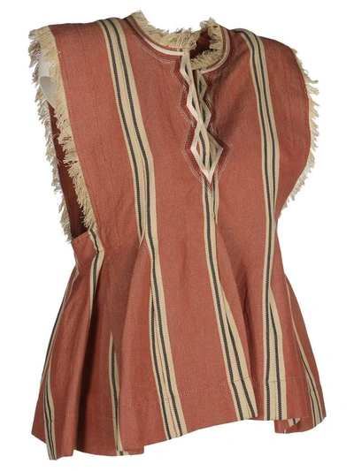 Shop Isabel Marant Étoile Striped Sleeveless Top In Red