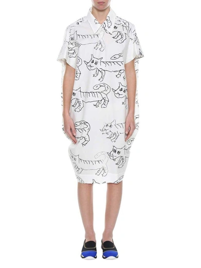 Shop Marni Printed Dress In Bianco