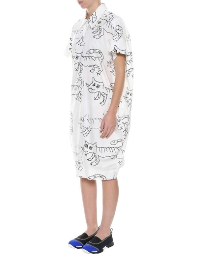 Shop Marni Printed Dress In Bianco