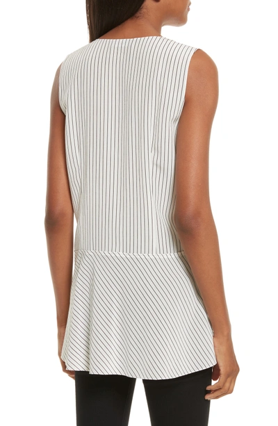 Shop Theory Fluid Pinstripe Silk Top In Ivory/ Black