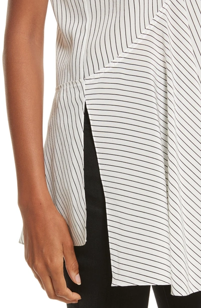 Shop Theory Fluid Pinstripe Silk Top In Ivory/ Black