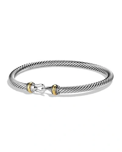 Shop David Yurman 4mm Cable Buckle Bracelet With Gold In Silver/gold