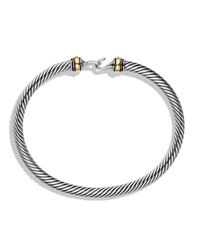 Shop David Yurman 4mm Cable Buckle Bracelet With Gold In Silver/gold