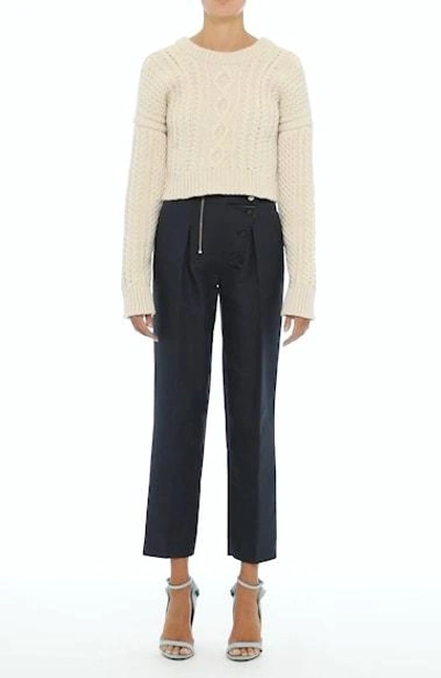 Shop Calvin Klein 205w39nyc Velvet Stripe Stretch Wool Pants In Black