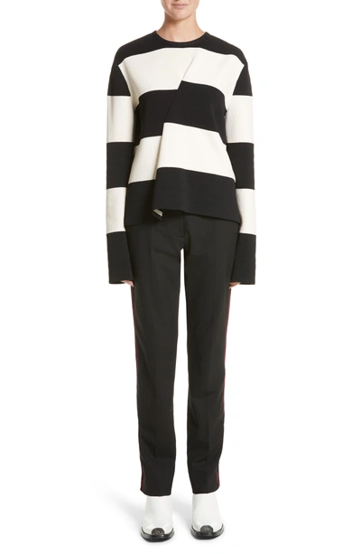 Shop Calvin Klein 205w39nyc Velvet Stripe Stretch Wool Pants In Black