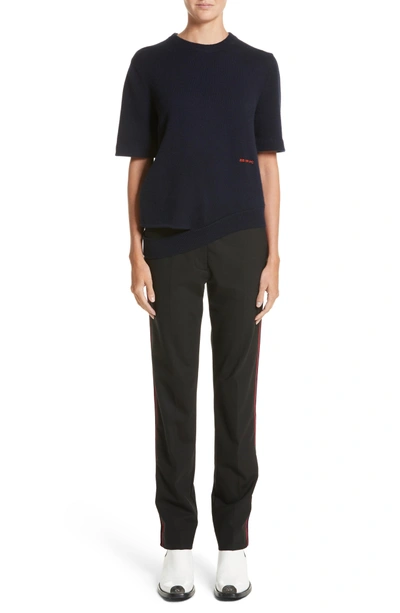 Shop Calvin Klein 205w39nyc Velvet Stripe Stretch Wool Pants In Black