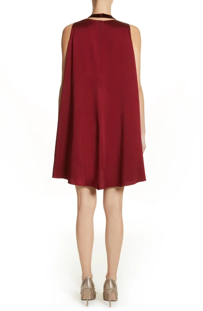 Shop Valentino Hammered Satin & Velvet Swing Dress In Red