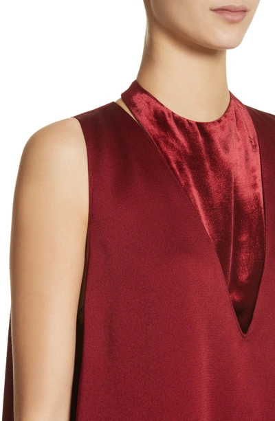 Shop Valentino Hammered Satin & Velvet Swing Dress In Red