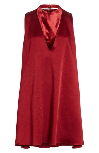 Shop Valentino Hammered Satin & Velvet Swing Dress In Red