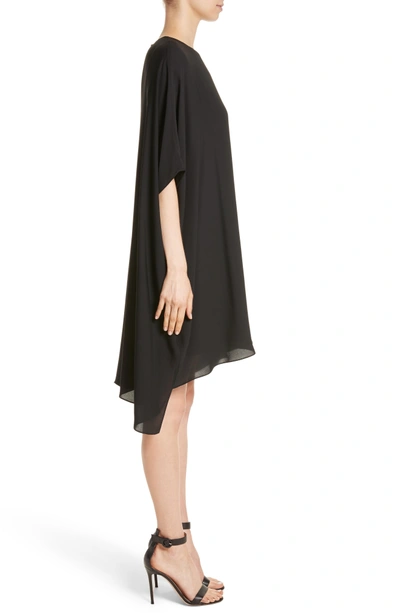 Shop St John Double Silk Georgette Draped Dress In Caviar