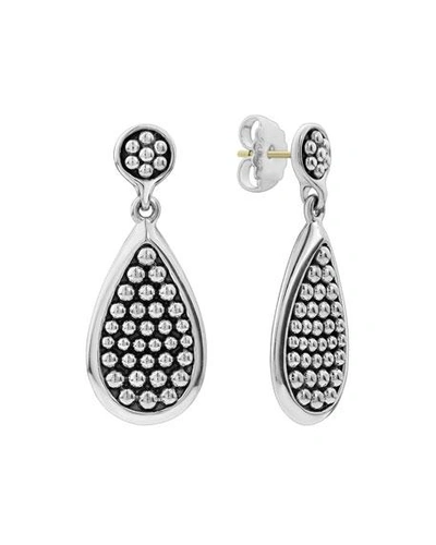 Shop Lagos Bold Caviar Teardrop Earrings In Silver