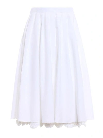 Shop Prada Scalloped Hem Skirt In Bianco