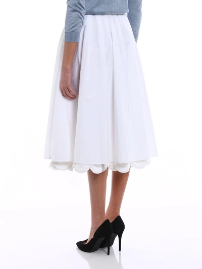 Shop Prada Scalloped Hem Skirt In Bianco