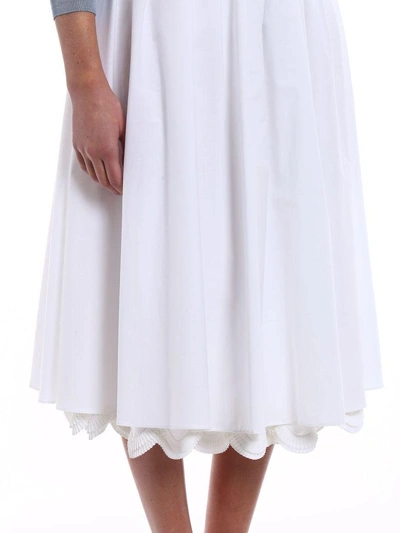 Shop Prada Scalloped Hem Skirt In Bianco