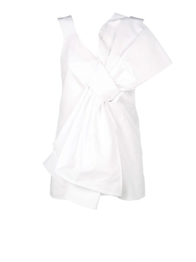 Shop Victoria Victoria Beckham Over-size Knot Top In White