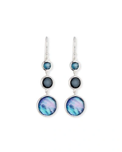 Shop Ippolita Small Silver Lollitini Three-stone Earrings In Dark Blue