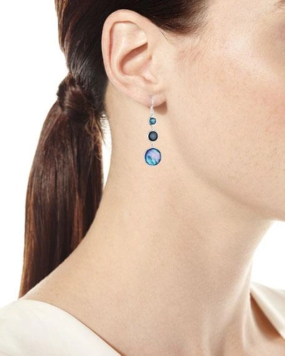 Shop Ippolita Small Silver Lollitini Three-stone Earrings In Dark Blue