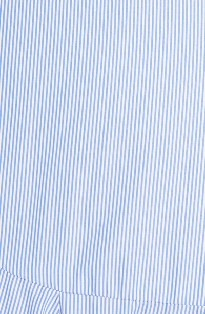Shop Loewe Stripe Cotton Skater Skirt In White/ Blue