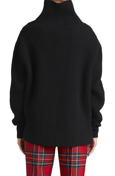 Shop Burberry Fiora Check Wool & Cashmere Turtleneck Sweater In Black