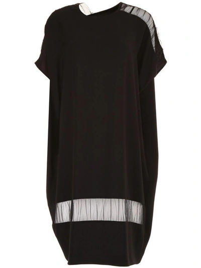 Shop Maison Margiela Dress With Tulle Inserts In Neronero