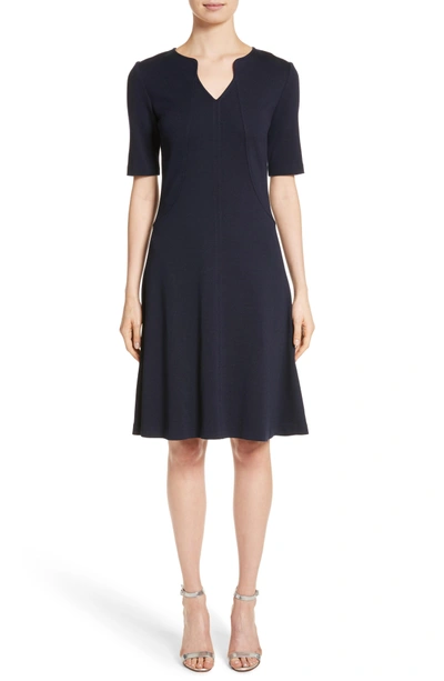 Shop St John Milano Knit A-line Dress In Navy