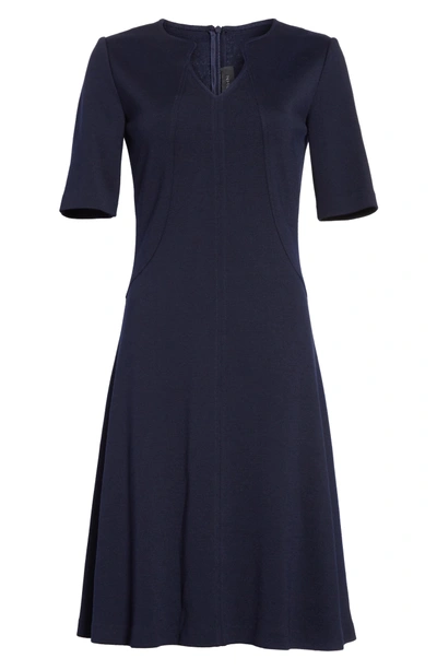 Shop St John Milano Knit A-line Dress In Navy