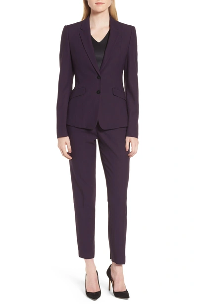 Shop Hugo Boss Tiluna Straight Leg Wool Suit Pants In Dark Dahlia