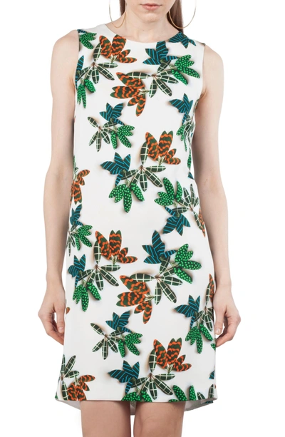 Shop Akris Punto Tropical Print Shift Dress In Cream Multi