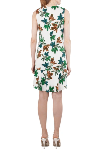 Shop Akris Punto Tropical Print Shift Dress In Cream Multi