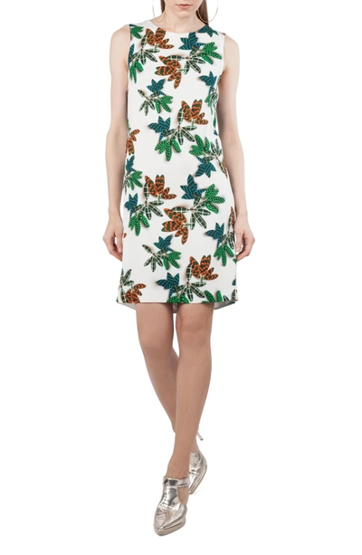 Shop Akris Punto Tropical Print Shift Dress In Cream Multi