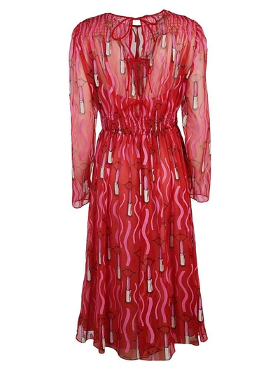 Shop Valentino Lipstick Print Dress In Red