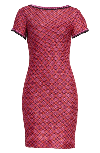 Shop Missoni Metallic Zigzag Knit Dress In Pink