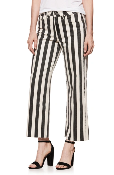 Shop Paige Nellie High Waist Culotte Jeans In Black/ Ecru Stripe