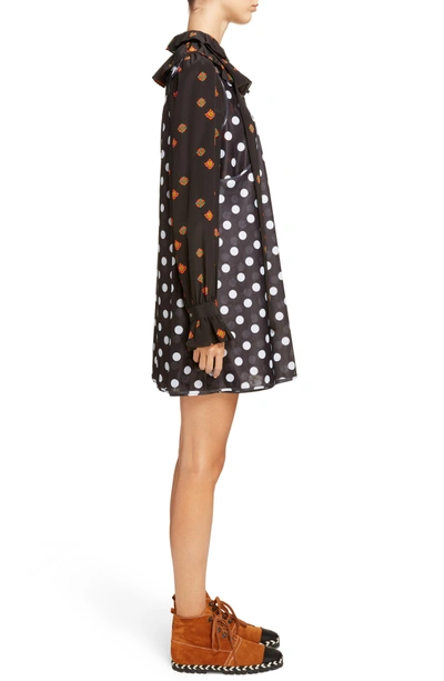 Shop Jw Anderson Polka Dot Minidress With Ditsy Floral Blouse In Black