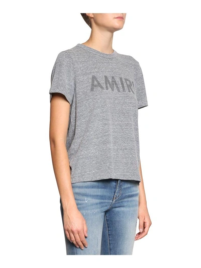 Shop Amiri Logo Cotton T-shirt In Grigio