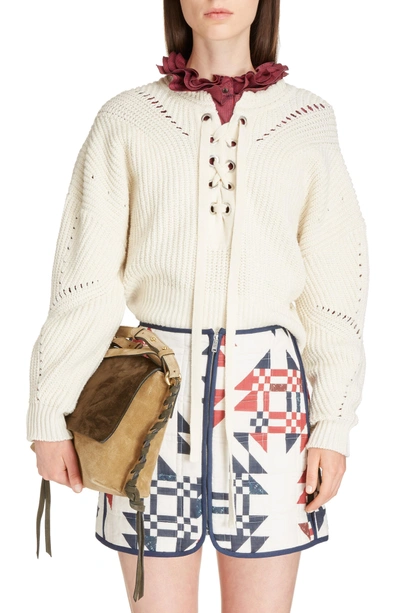 Shop Isabel Marant Laley Cotton & Wool Blend Sweater In Ecru